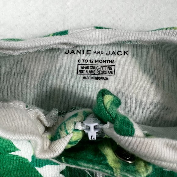 Janie and Jack Footed Zip Pajamas Sz 6-12M Palm Leaves - Picture 2 of 5